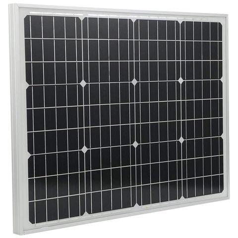 Pannello Solare Fotovoltaico Monocristallino Da 50w 21v Con Pinze A Coccodrillo - Foto 1