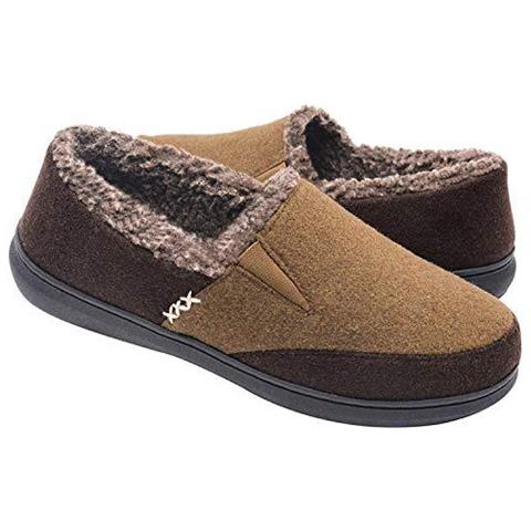 Uomo Closed-back Lana-like Miscela Elastico Inserti Pantofole Indoor-outdoor Casa Scarpe Cammello 7 Uk - Foto 1