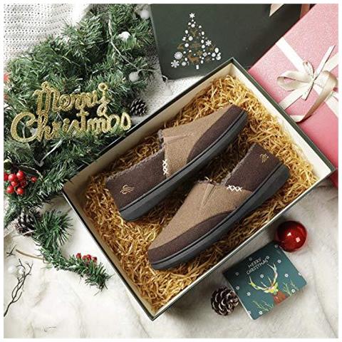 Uomo Closed-back Lana-like Miscela Elastico Inserti Pantofole Indoor-outdoor Casa Scarpe Cammello 7 Uk - Foto 4