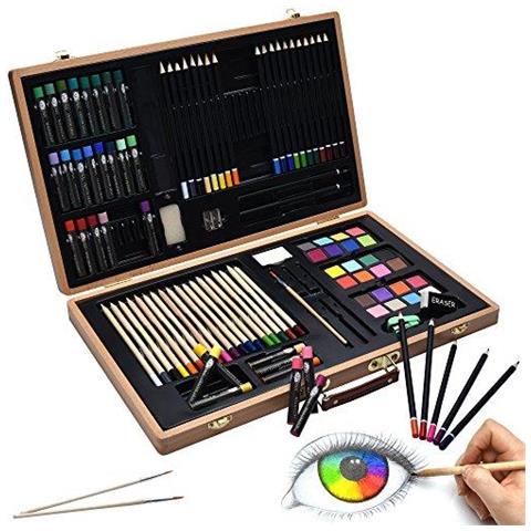 Art Kit Genova 89 Pz. Artist Studio Qualit Di Legno Di Caso Pinewood Box Incl. All Media Accessori Per Gli Artisti - Foto 1