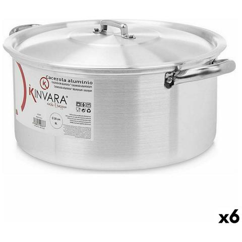 Casseruola Con Coperchio Argentato Alluminio 8 L (6 Unità) - Foto 1