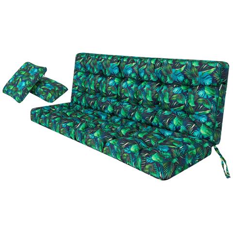 Cuscino Per Altalena Hollywood, Morbido Cuscino Per Seduta, Resistente Cuscino Per Altalena Da Giardino, Cuscino Adatto Per Roulotte, Cuscino Per Panca Con Schienale. Larghezza 120 Cm - Foglia Blu - Foto 1