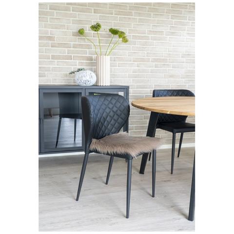 Pouf Lambskin - Marrone - Poliestere - 40x40x6,5 Cm - Foto 2