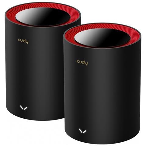 M3000 2-Pack Dual-band (2.4 GHz / 5 GHz) Wi-Fi 6 (802.11ax) Nero, Rosso 1 Interno - Foto 1