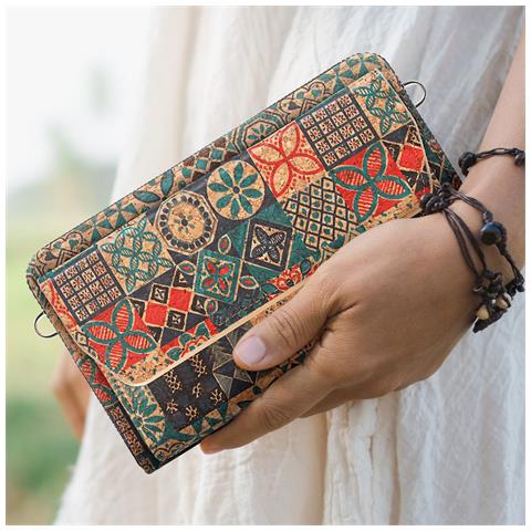 Pochette In Sughero, Collezione Corkmosaic Chiusura A Zip / Magnetica - Foto 2