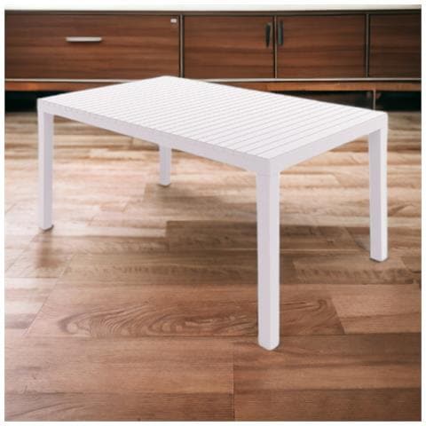 Tavolo Da Esterno Rettangolare 150x90 Cm Con Struttura In Resina E Piano Effetto Doghe Palau - Foto 1
