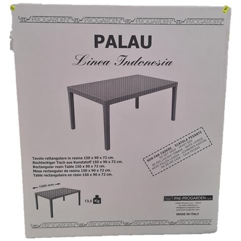 Tavolo Da Esterno Rettangolare 150x90 Cm Con Struttura In Resina E Piano Effetto Doghe Palau - Foto 2