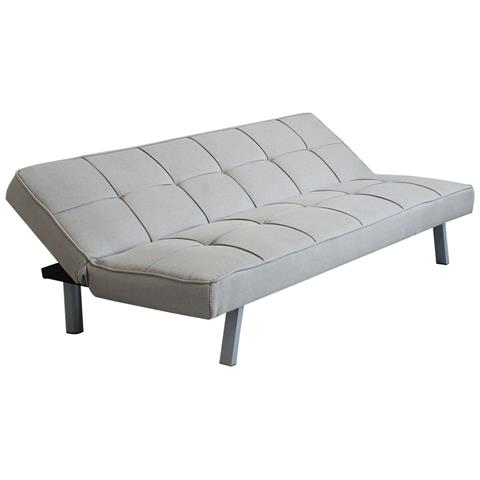 Divano Letto 3 Posti Imbottito Salvaspazio Con Sistema Click Clak Grigio Chiaro Fusion - Foto 2