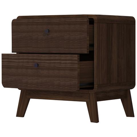 Cassie Comodino Con 2 Cassetti In Agglomerato Di Noce - Foto 3