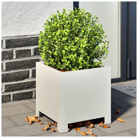 Fioriere Da Giardino 2 Pz Bianche 30x30x30 Cm In Acciaio - Foto 2