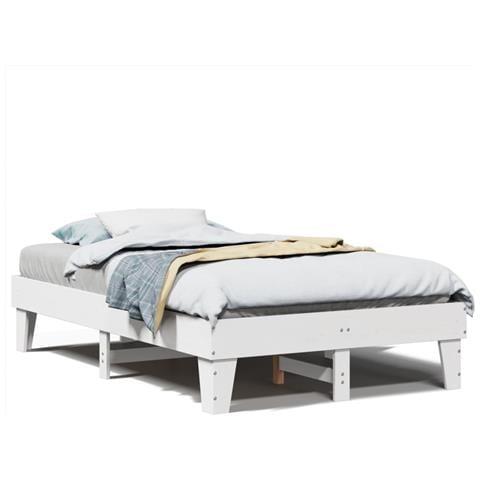 Letto Senza Materasso Bianco 120x190 Cm Legno Massello Di Pino - Foto 2