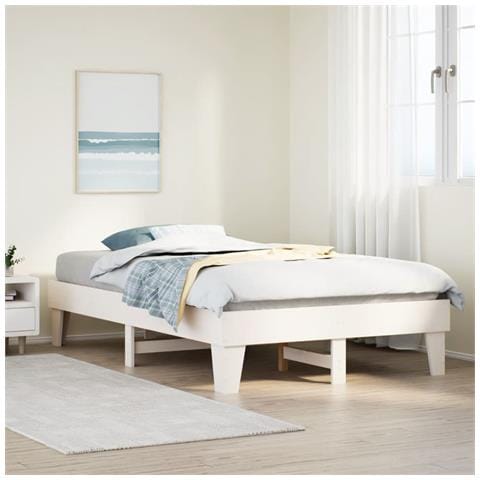 Letto Senza Materasso Bianco 120x190 Cm Legno Massello Di Pino - Foto 1