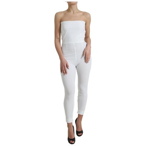Abito Tuta Aderente Senza Spalline In Nylon Bianco - It40-s - Foto 1