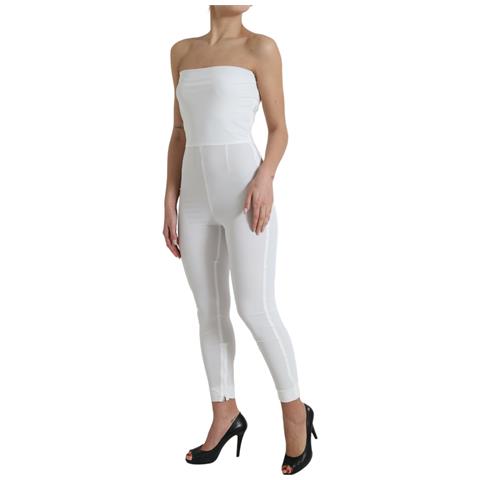 Abito Tuta Aderente Senza Spalline In Nylon Bianco - It40-s - Foto 2