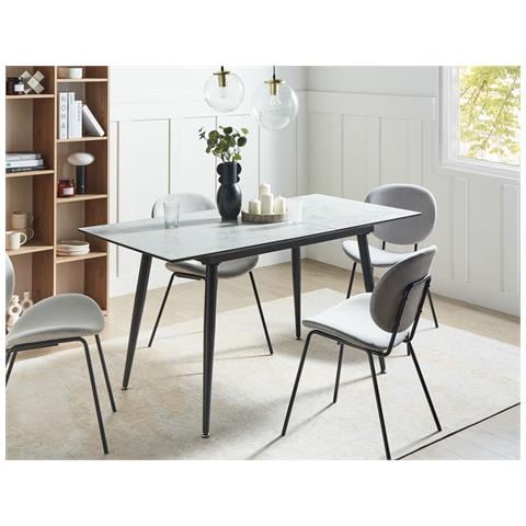 Tavolo Da Pranzo Eftalia Marmo Bianco 120/150 Cm 80 Cm - Foto 1