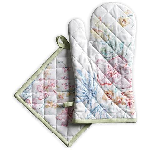 Guanti Da Cucina E Presine In Cotone 100% Con Stile Floreale Elegante - Foto 1