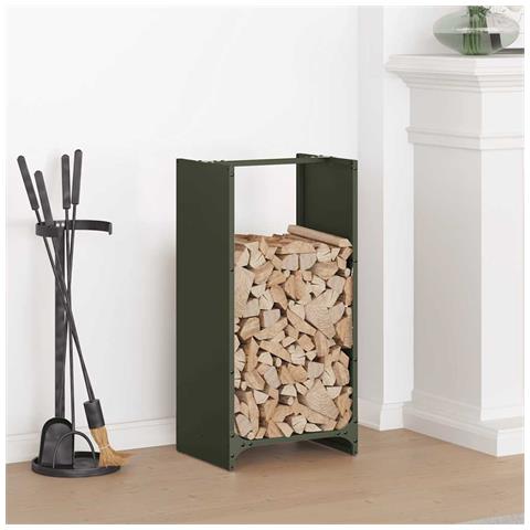 Rastrelliera per Legna da Ardere Verde Oliva 40x30x80 cm - Foto 1