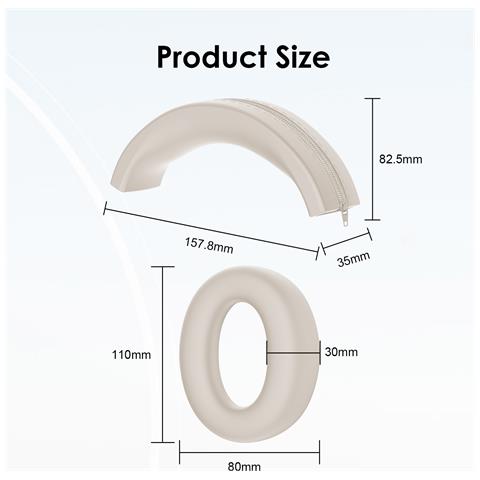 Cuscinetti Auricolari Di Ricambio Per Cuffie Anker Soundcore Q20i Beige - Foto 6