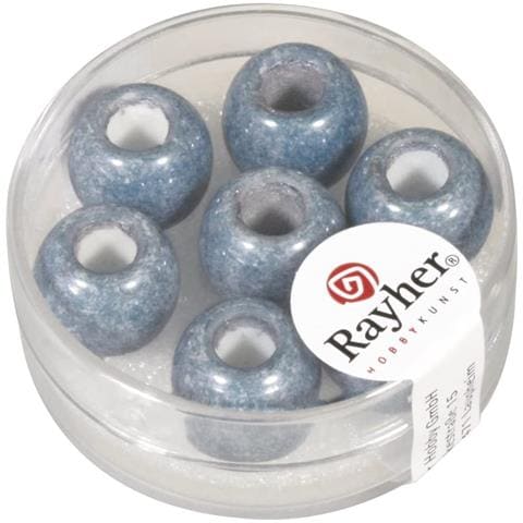 3 Pezzi - Perline In Vetro Opaco Con Foro Grande Ø12mm L. 5 Mm - Colore Blu Jeans - Foto 1