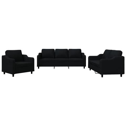 Set Di Divani 3 Pz Con Cuscini Nero In Tessuto - Foto 2