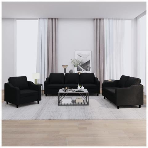 Set Di Divani 3 Pz Con Cuscini Nero In Tessuto - Foto 1