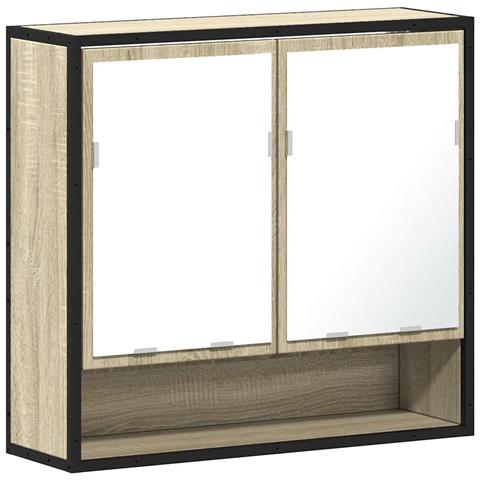 Mobile Bagno Con Specchio Rovere Sonoma 65x20x60 Cm Multistrato - Foto 2