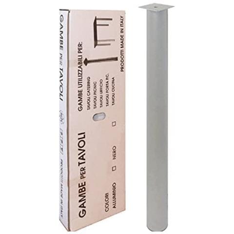 - Kit 4 Gambe Tonde Ø50mm Serie ""easy"" Con Piastra Fissa - in Alluminio - Foto 1