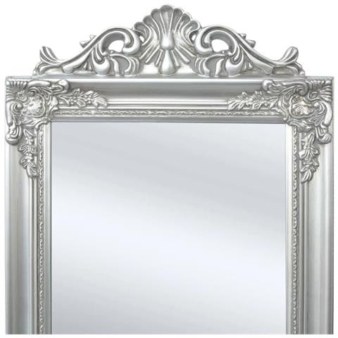 Specchio Autoportante Stile Barocco 160x40 Cm Argento - Foto 1