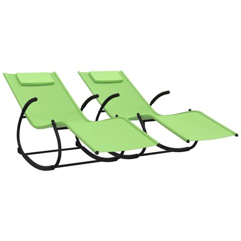 Lusso Casadino - Lettini Prendisole A Dondolo 2 Pz In Acciaio E Textilene Verde - Foto 1