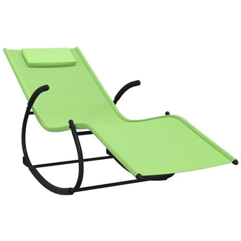 Lusso Casadino - Lettini Prendisole A Dondolo 2 Pz In Acciaio E Textilene Verde - Foto 2