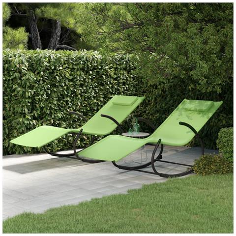 Lusso Casadino - Lettini Prendisole A Dondolo 2 Pz In Acciaio E Textilene Verde - Foto 7