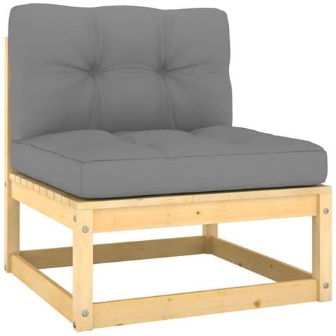 Divani Centrali Giardino Con Cuscini Grigio 2 Pz Pino Massello - Foto 1