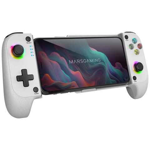 Marsgaming Mgpx, Gamepad Bluetooth 5.0 2-in-1, Rgb Neon, Doppia Vibrazione E Funzione Turbo, Supporto Smartphone Fino A 6.8"", Controller Compatibile Con Pc, Android, Ios E Console, Usb-c White - Foto 1