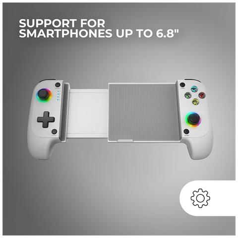 Marsgaming Mgpx, Gamepad Bluetooth 5.0 2-in-1, Rgb Neon, Doppia Vibrazione E Funzione Turbo, Supporto Smartphone Fino A 6.8"", Controller Compatibile Con Pc, Android, Ios E Console, Usb-c White - Foto 6