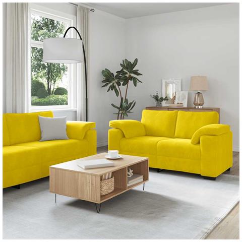 Set di Divani 3 pz con Cuscini giallo in Velluto - Foto 2