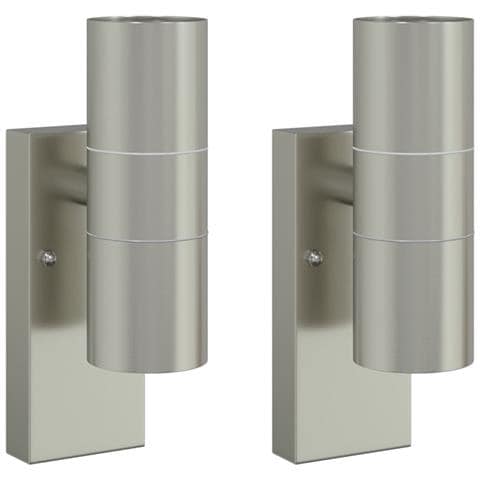 Lampade da Parete Esterne 2 pz Argento Acciaio Inossidabile IP44 - Foto 1