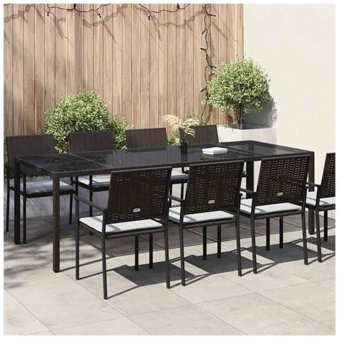 Tavolo da Giardino Marrone 250x100x75 cm Polyrattan - Foto 2