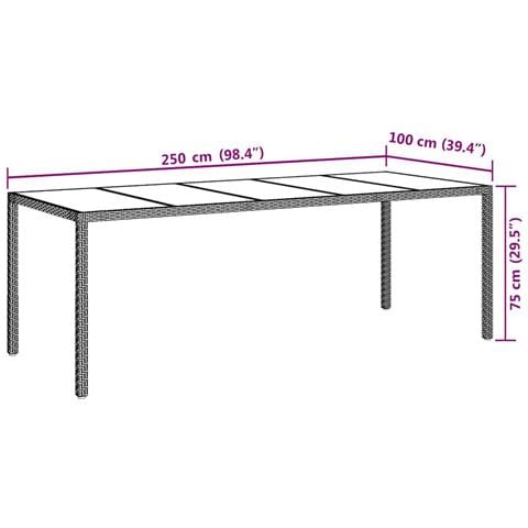 Tavolo da Giardino Marrone 250x100x75 cm Polyrattan - Foto 7