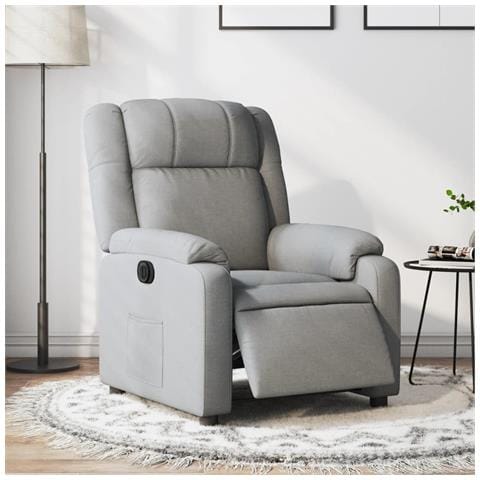 Poltrona Elettrica Reclinabile Grigio Chiaro in Tessuto - Foto 2