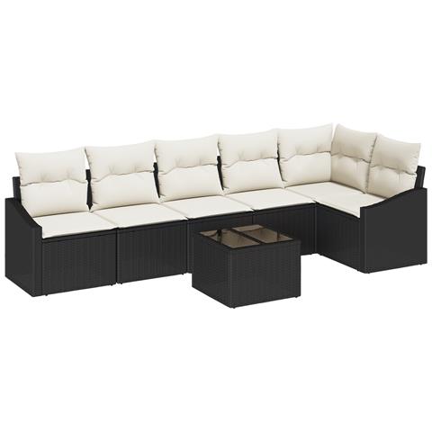Set di divani da giardino 6 pezzi con cuscini marroni in polyrattan - Foto 1