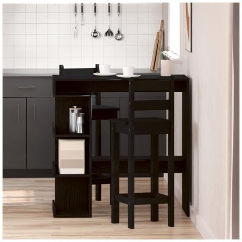 Tavolo da bar in rovere nero con rack per riporre, 100x50x101.5 cm - Foto 2