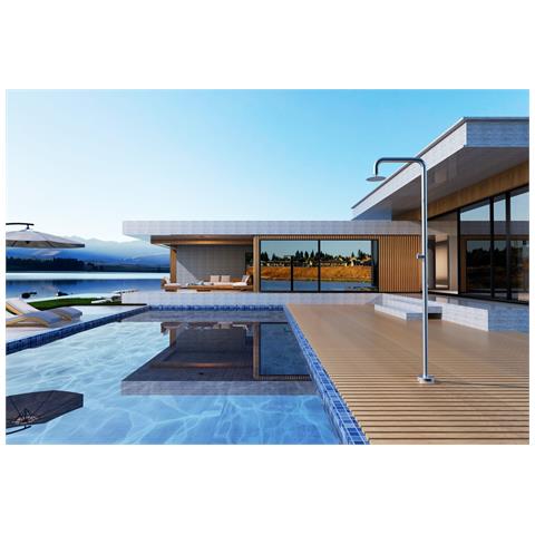 Imex Doccia Per Piscina In Acciaio 316 Con Diffusore Orientabile E Rubinetto Monoforo Colore Acciaio Per Esterni Modello Oregon - Foto 1