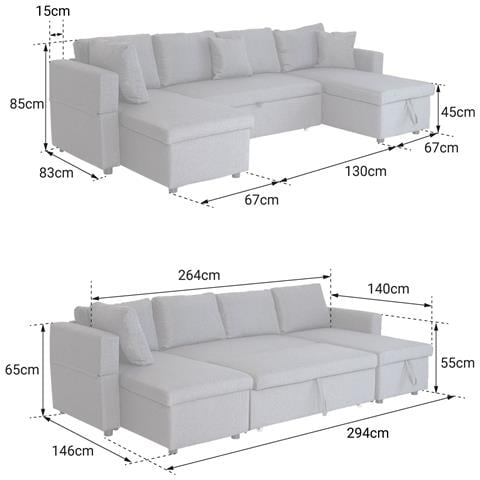 Scottdivano Letto Panoramico A 4 Posti, Grigio Screziato - Foto 2