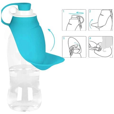 Bottiglia D'acqua Per Cani Borraccia Abbeveratoio Ciotola Pieghevole Passeggio 550 Ml Turistica - Foto 2
