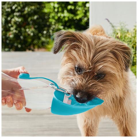 Bottiglia D'acqua Per Cani Borraccia Abbeveratoio Ciotola Pieghevole Passeggio 550 Ml Turistica - Foto 5
