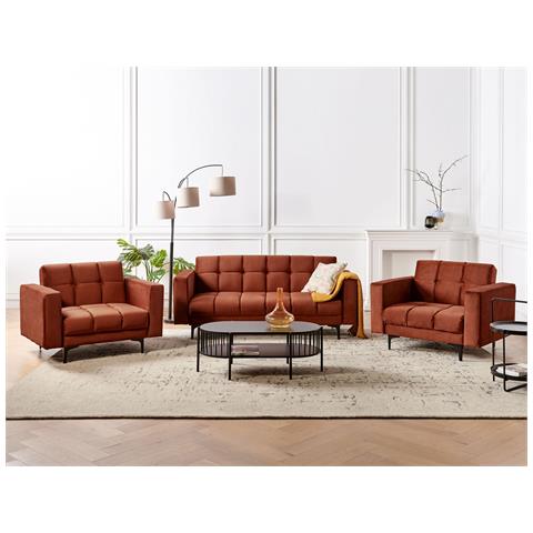 Set Da Salotto 5 Posti Alnes Velluto Rosso Chiaro - Foto 1