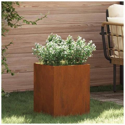 Vaso da giardino Marrone 32 x 32 x 40 cm Acciaio invecchiato - Foto 2