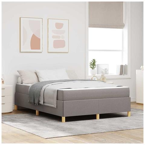 Letto a molle con materasso Taupe e bianco 160 x 200 cm Tessuto - Foto 2