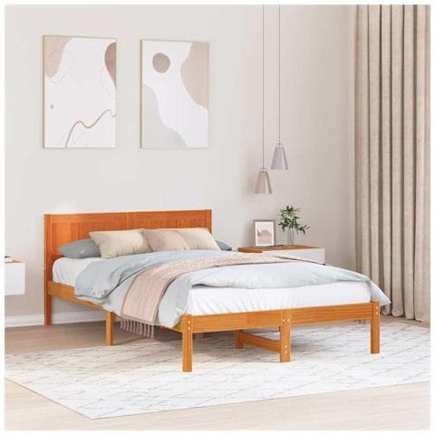 Struttura del letto Marrone 135 x 190 cm Legno massello di pino - Foto 2