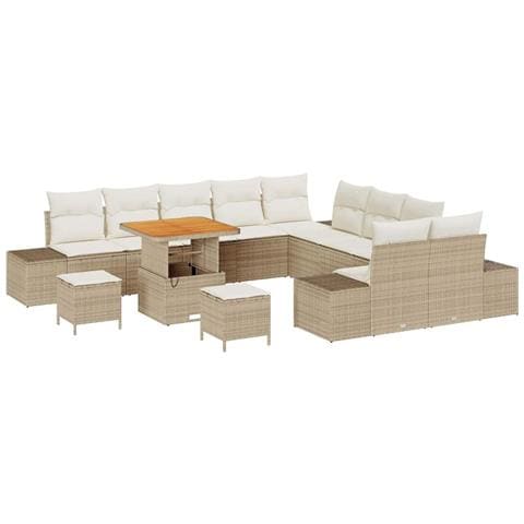 Set Divano da Giardino 13 pcs Beige e Crema 80 x 80 x 71 cm - Foto 1